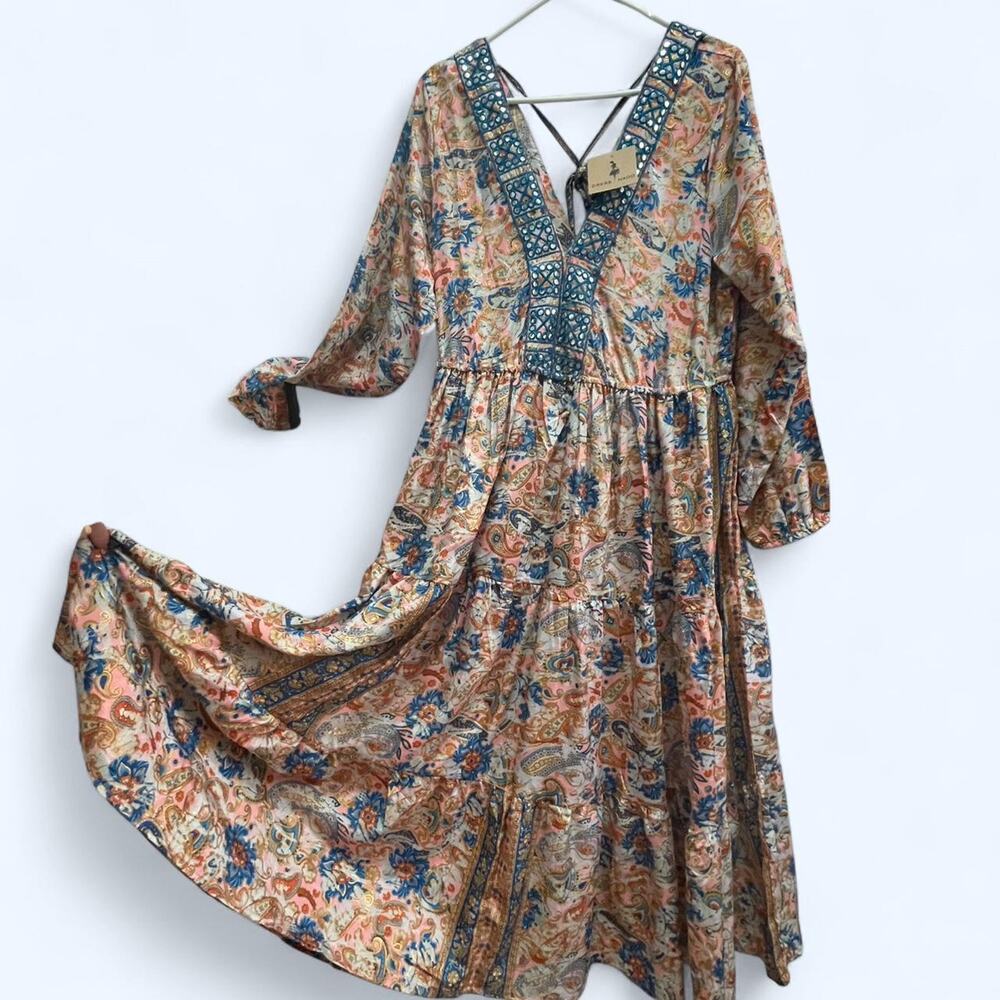 NWT HIPPIE PAISLEY SHINY DRESS SIZE 1X/ XL FESTIVAL